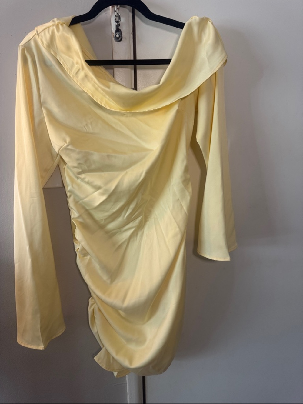Elegant Yellow Draped Women’s Dress PLT